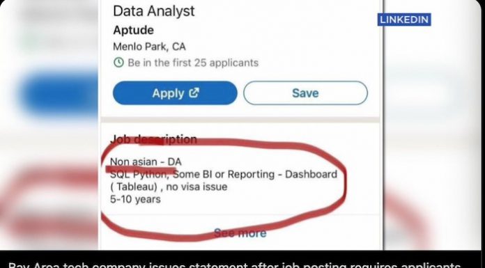 工作 硅谷公司招聘标准 不要亚裔?